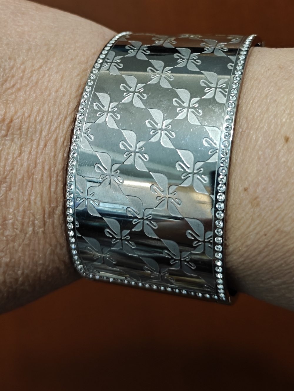 Rare Swarovski Swanflower Hinged Cuff Bracelet